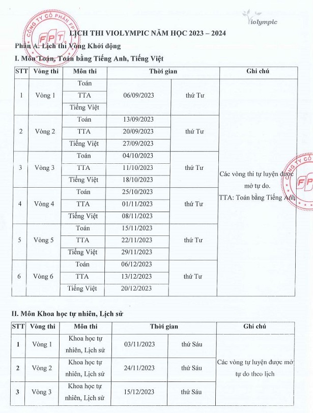 Lịch Thi Toán Violympic Mới Nhất Gallery 1