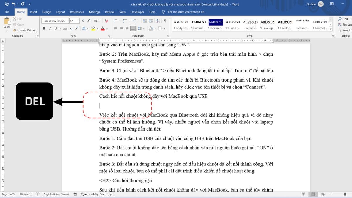 Cách sửa khoảng trống trong Word Gallery 1