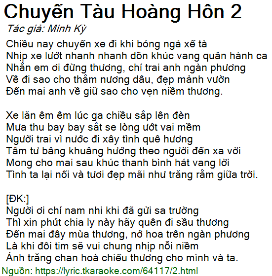 Lời Bài Chuyến Tàu Hoàng Hôn Gallery 2