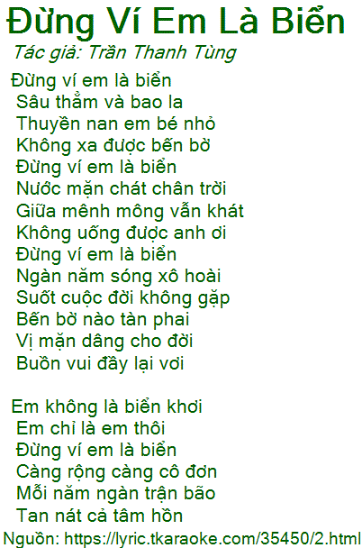 Anh Thơ Đừng Ví Em Là Biển