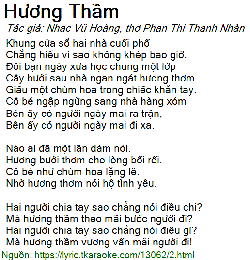 Lời Bài Hát Anh Thơ Hương Thầm