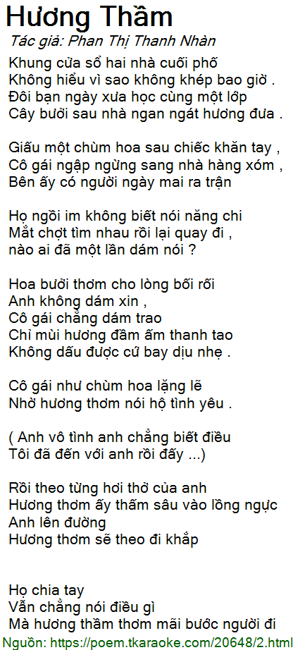 Lời Bài Hát Anh Thơ Hương Thầm Gallery 1