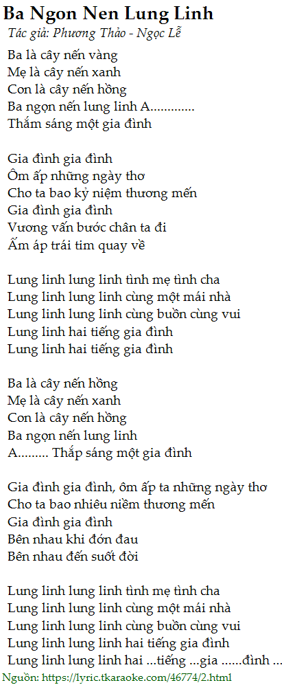 Ba Ngọn Nến Lung Linh Lời Bài Hát Gallery 1