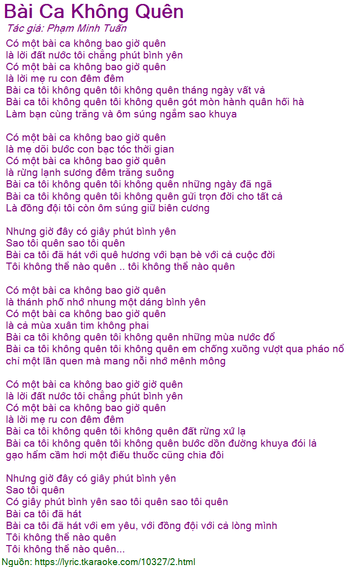 Lời Bài Hát Cẩm Vân Bài Ca Không Quên Gallery 1