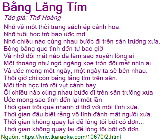 Lời Bài Hát Bằng Lăng Tím Gallery 1