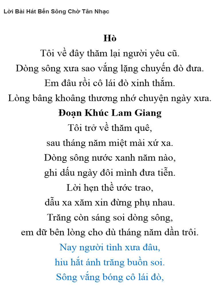 Lời Bài Hát Bến Sông Chờ Gallery 1
