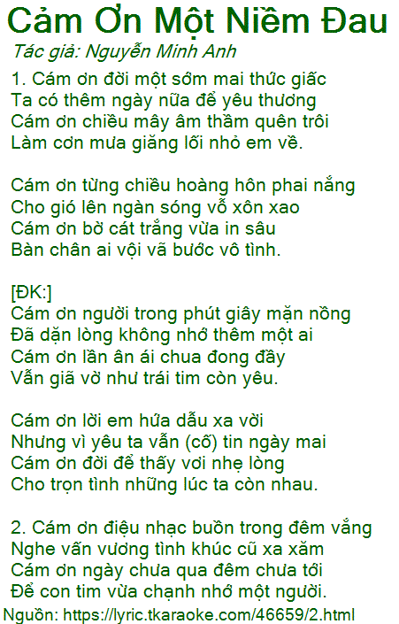 Lời Bài Hát Cảm Ơn Đời Mỗi Sáng Mai Thức Giấc