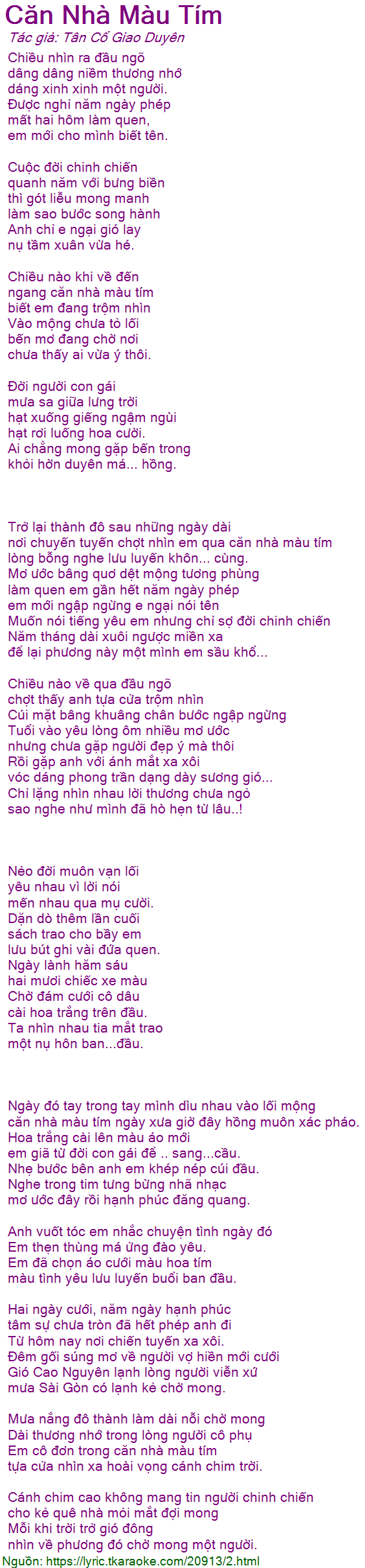Lời Bài Căn Nhà Màu Tím Gallery 1