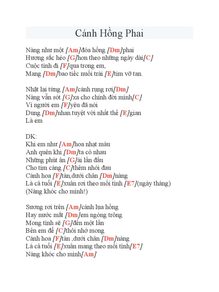 Lời Bài Hát Trấn Thành - Cánh Hồng Phai Gallery 1