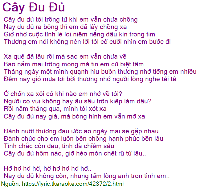 Lời Bài Hát Cây Đu Đủ Gallery 2