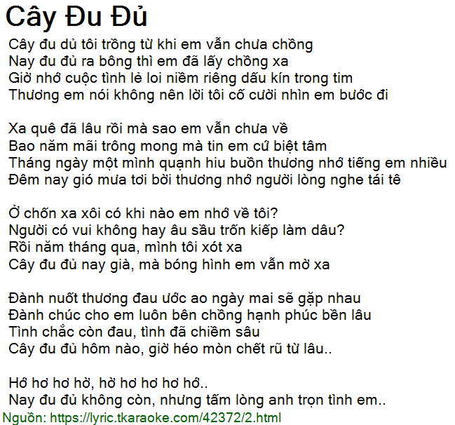 Lời Bài Hát Cây Đu Đủ Gallery 1