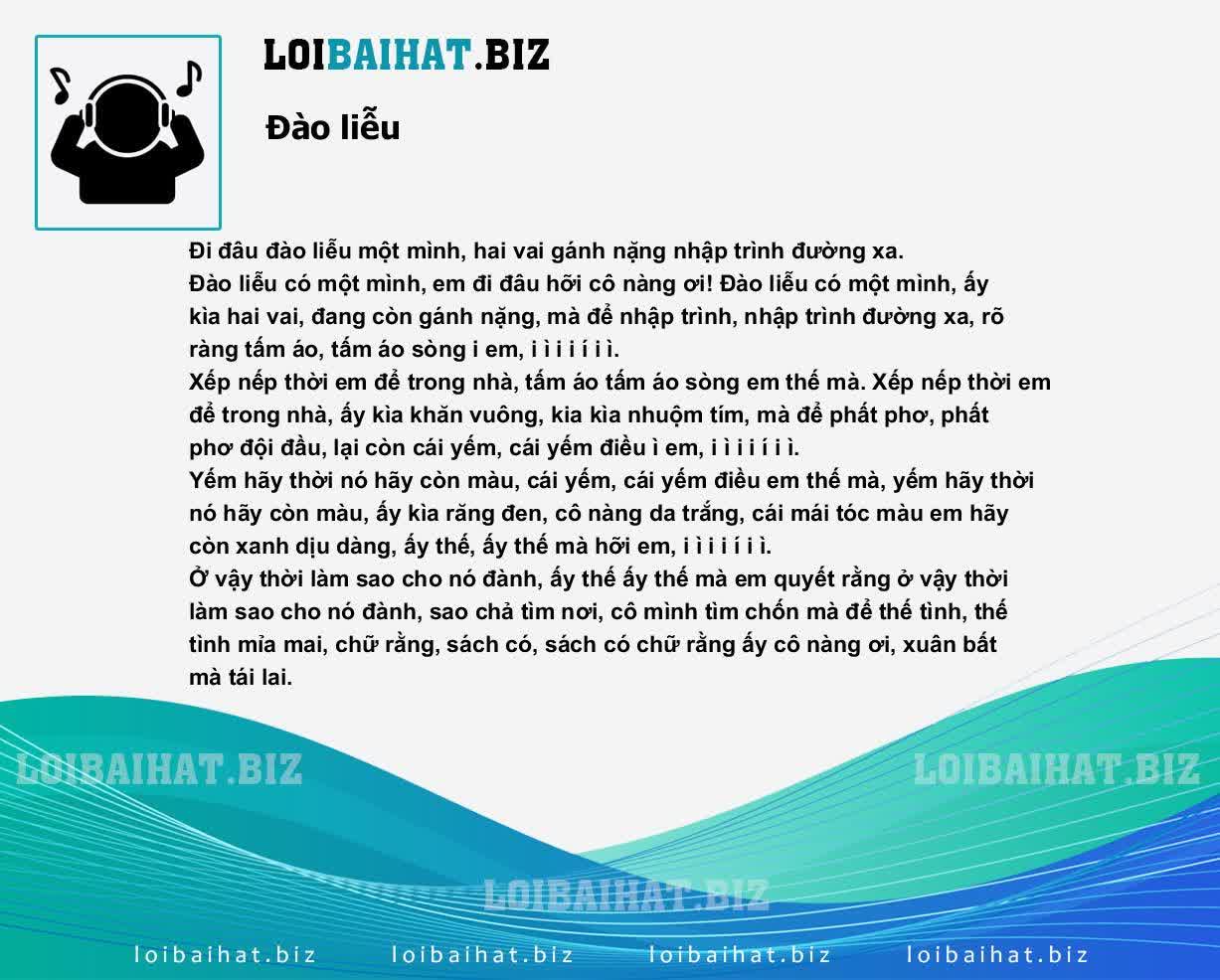 Lời Bài Hát Chèo Đào Liễu Gallery 1