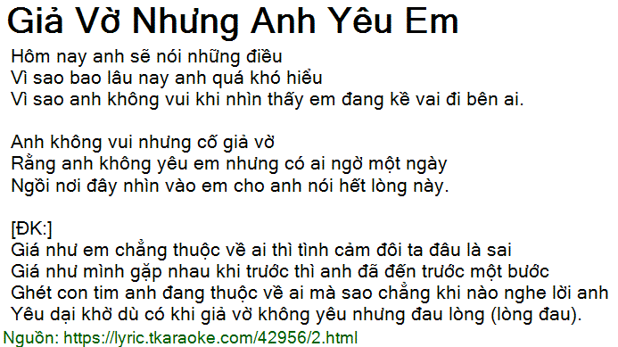 Lời Bài Hát Chi Dân - Giả Vờ Nhưng Anh Yêu Em
