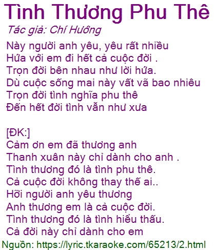 Lời Bài Hát Chí Hướng Tình Thương Phu Thê Gallery 2