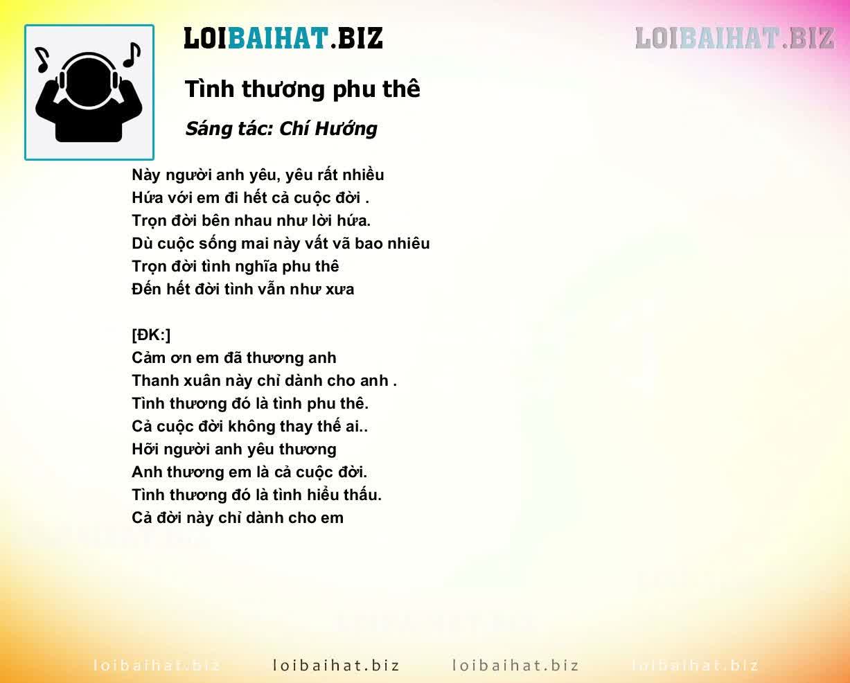 Lời Bài Hát Chí Hướng Tình Thương Phu Thê Gallery 1
