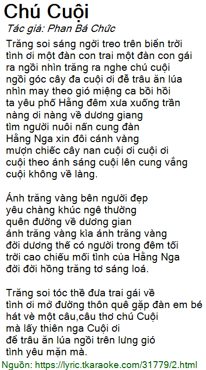 Bài Hát Chú Cuội: Lời Bài Hát, Nguồn Gốc Và Ý Nghĩa Gallery 1