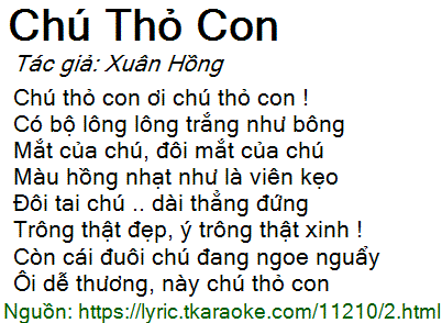 Lời Bài Hát Chú Thỏ Con