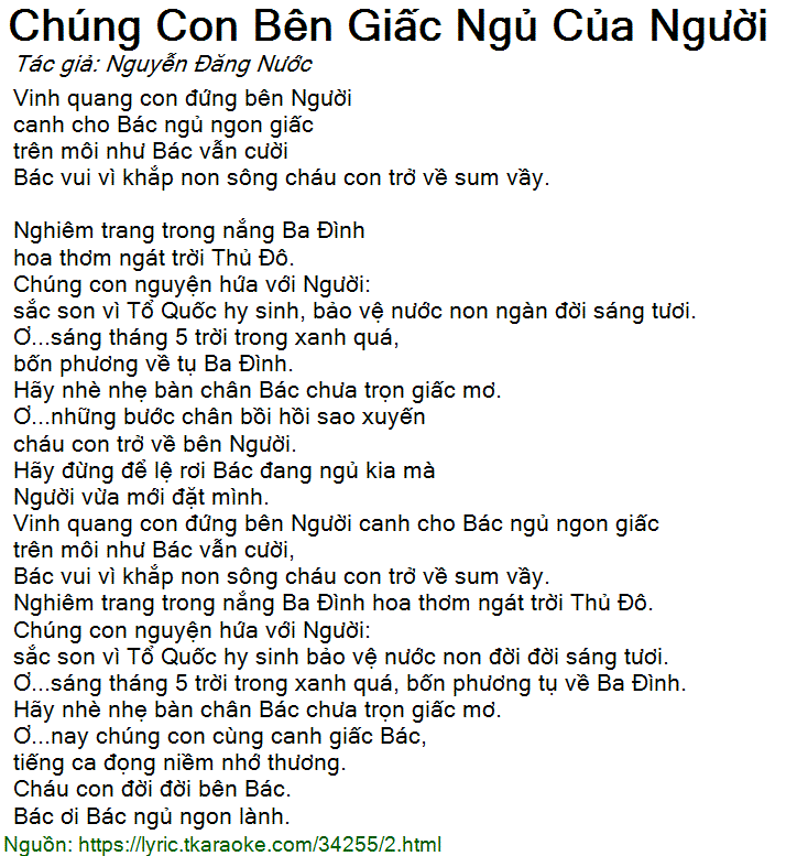 Lời Bài Hát Chúng Con Canh Giấc Ngủ Cho Người