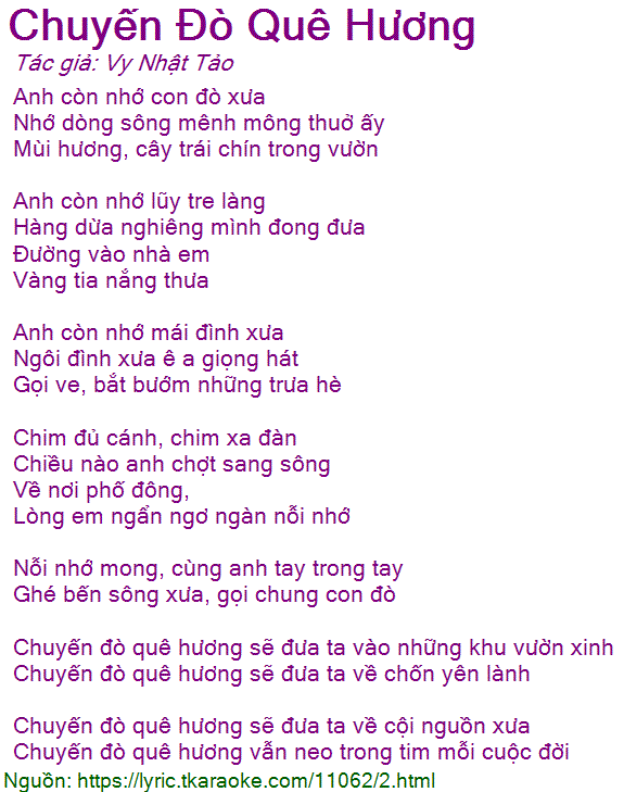 Lời Bài Hát Chuyến Đò Quê Hương Gallery 2
