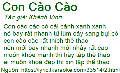 Lời Bài Hát Con Cào Cào