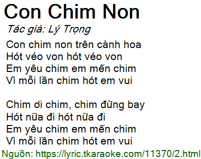 Lời bài hát Con chim nó hót líu lo