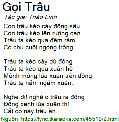 Lời Bài Hát Con Trâu