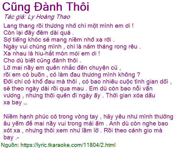 Lời Bài Hát Cũng Đành Thôi Gallery 1