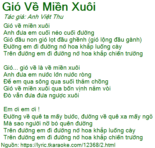 Lời Bài Hát Đan Nguyên Gió Về Miền Xuôi