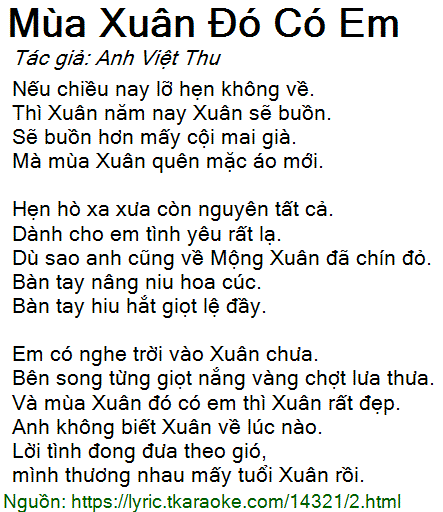 Lời Bài Hát Đan Nguyên Mùa Xuân Đó Có Em