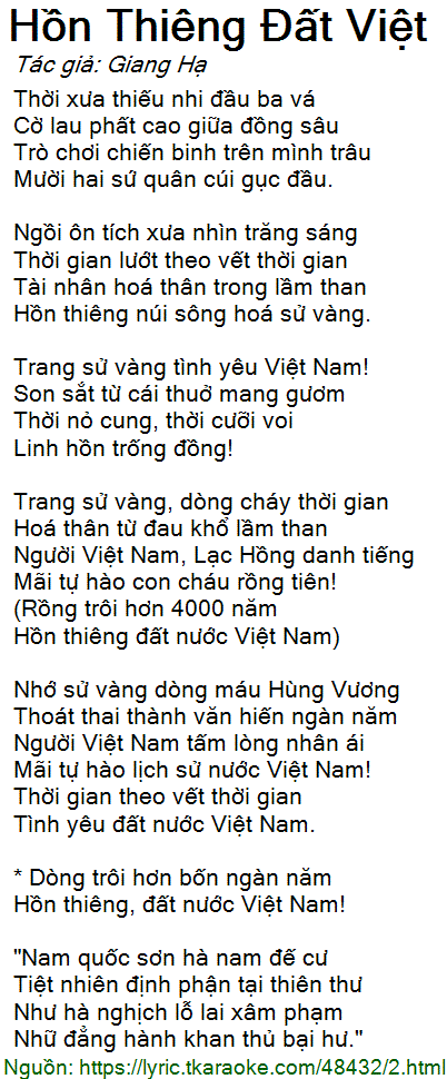 Lời Bài Hát Hồn Thiêng Đất Việt - Đan Trường