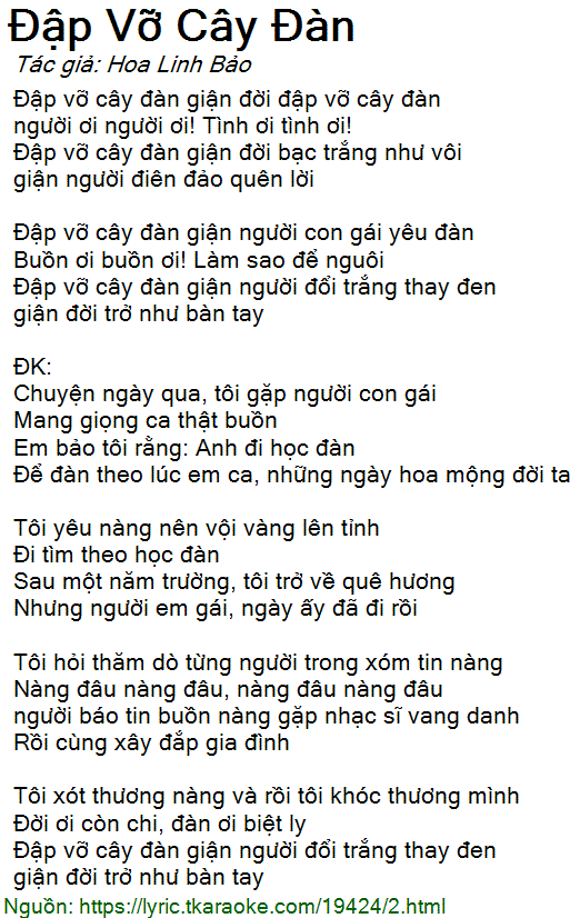 Lời Bài Hát Đập Vỡ Cây Đàn