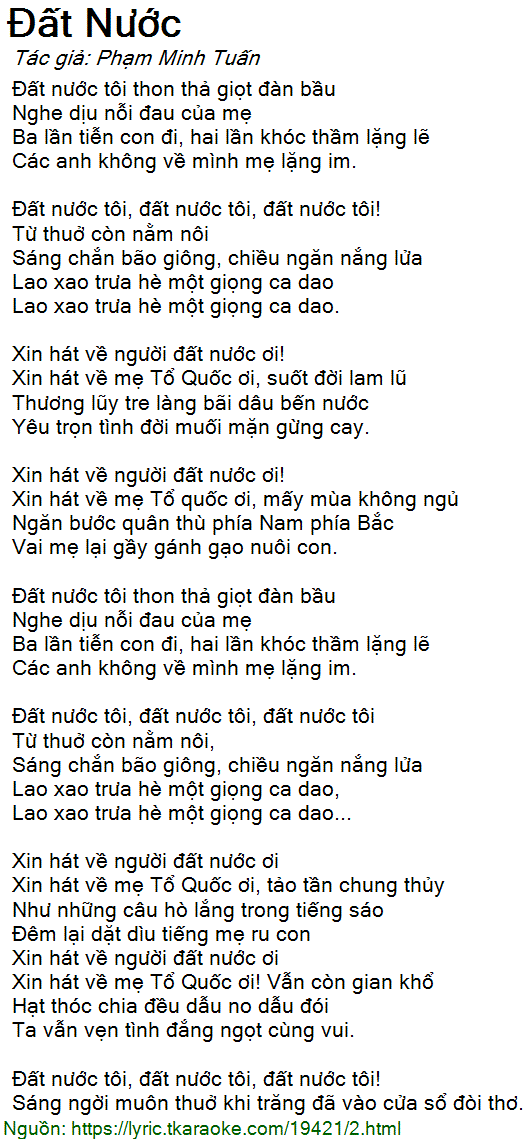 Lời Bài Hát Đất Nước