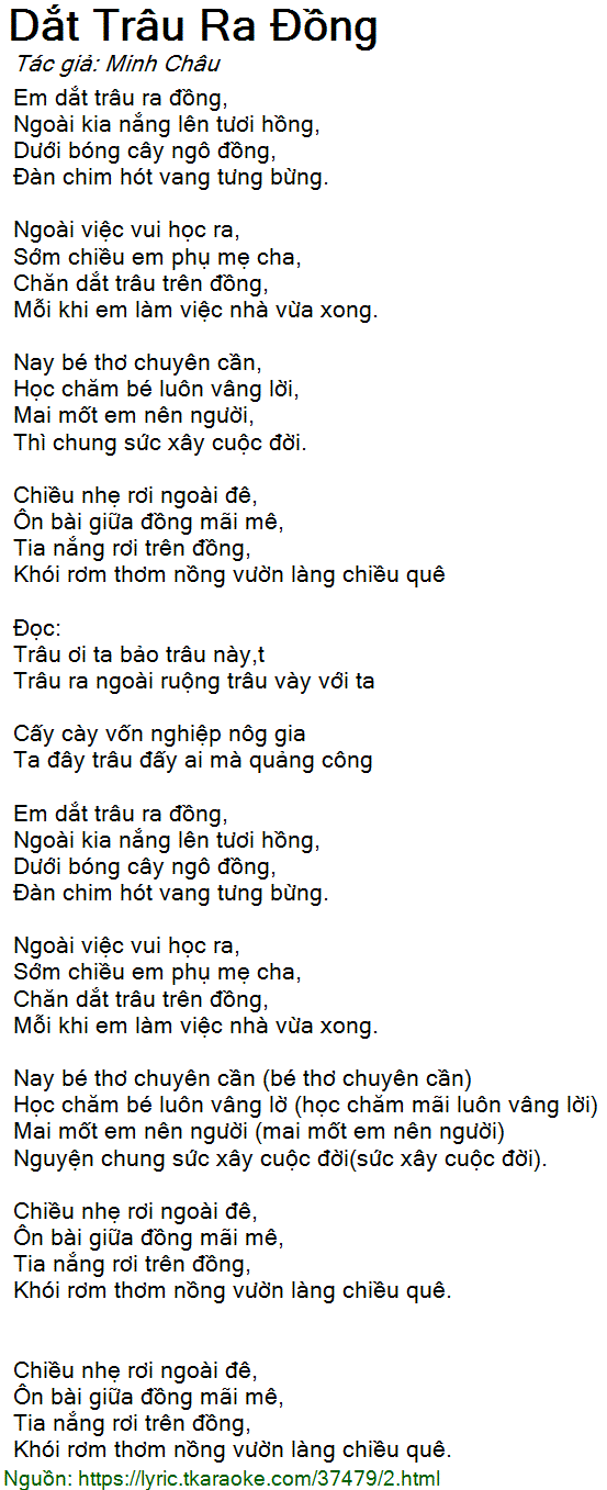 Lời Bài Hát Em Dắt Trâu Ra Đồng Gallery 1