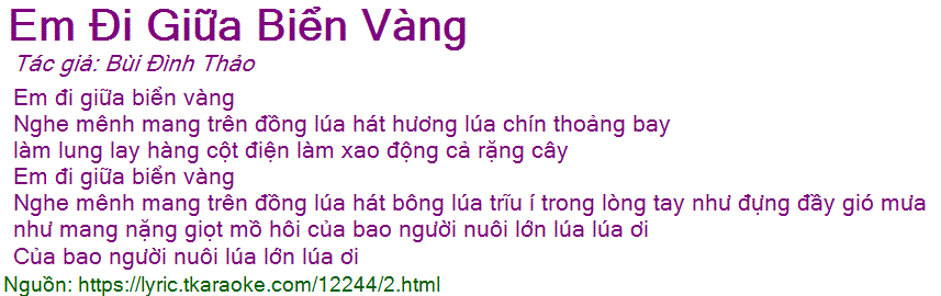 Lời Bài Hát Em Đi Giữa Biển Vàng Gallery 2