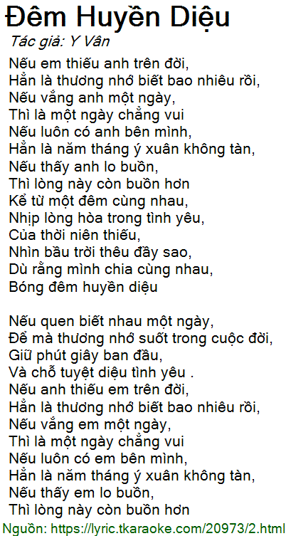 Lời Bài Hát Đêm Huyền Diệu