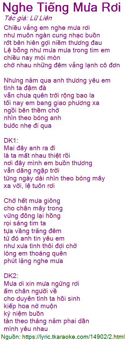 Lời Bài Hát Đêm Nay Một Mình Ngồi Đếm Tiếng Mưa Rơi