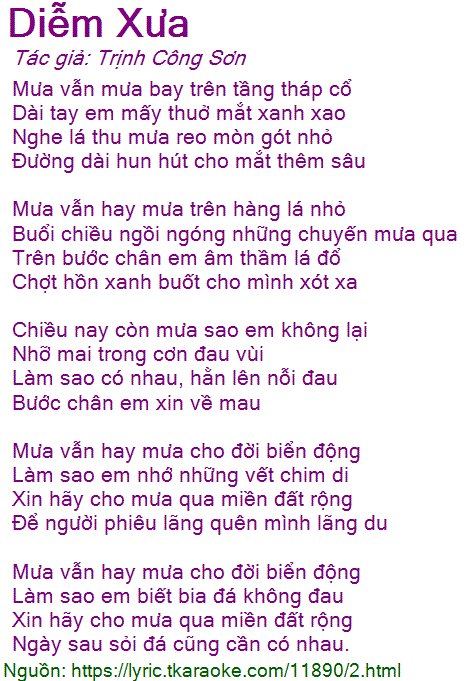 Lời Bài Hát Điểm Xưa Gallery 2