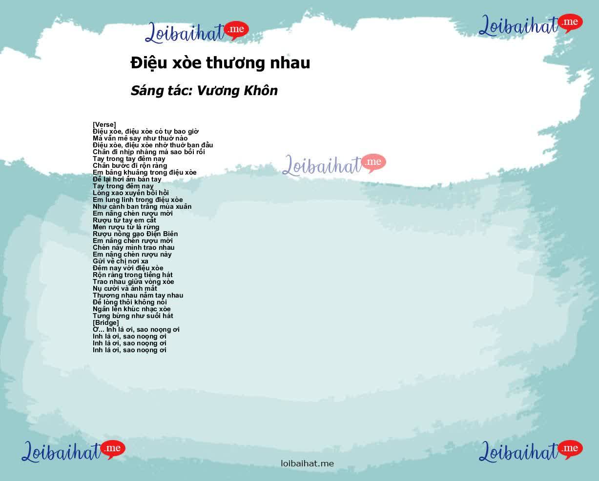 Lời Bài Hát Điệu Xòe Thương Nhau Gallery 1