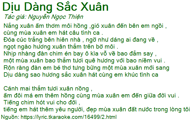 Lời Bài Hát Dịu Dàng Sắc Xuân Gallery 1