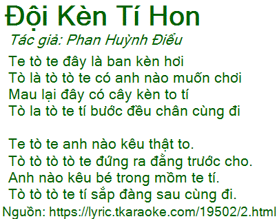 Lời Bài Hát Đội Kèn Tí Hon