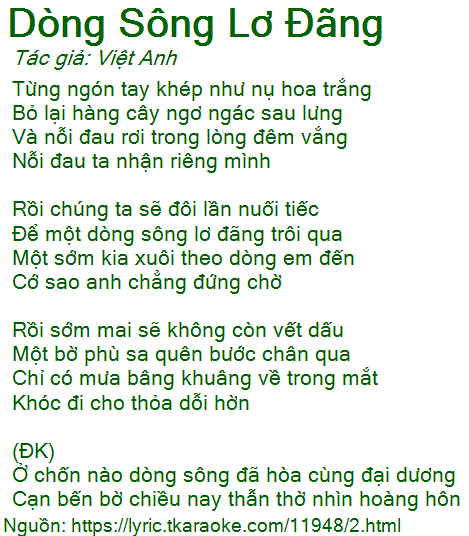 Lời Bài Hát Thu Phương - Dòng Sông Lơ Đãng Gallery 1