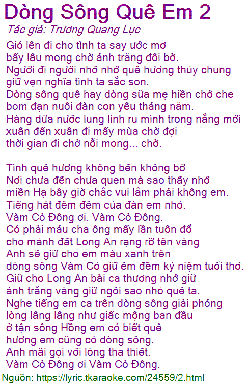 Dòng Sông Quê Em Lời Bài Hát Gallery 1