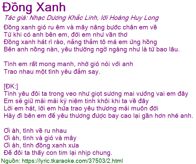 Bài Hát Đồng Xanh Gallery 1