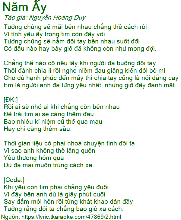 Lời Bài Hát Đức Phúc Năm Ấy