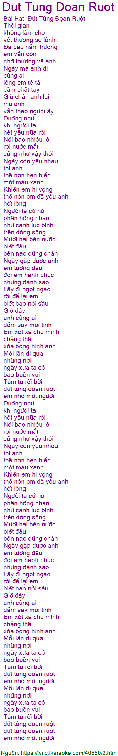 Lời Bài Hát Đứt Từng Đoạn Ruột Gallery 2