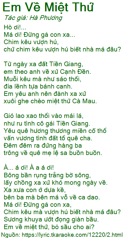 Lời Bài Hát Em Về Miệt Thứ Gallery 1