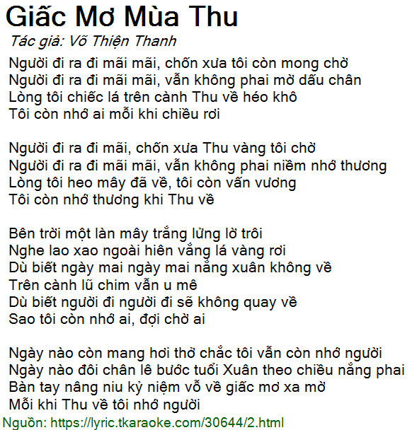 Lời Bài Hát Giấc Mơ Mùa Thu - Lệ Quyên Gallery 1