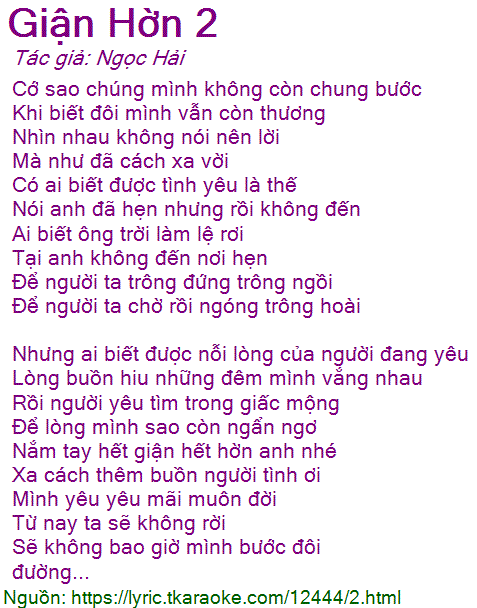 Lời Bài Hát Ngọc Sơn Giận Hờn Gallery 1