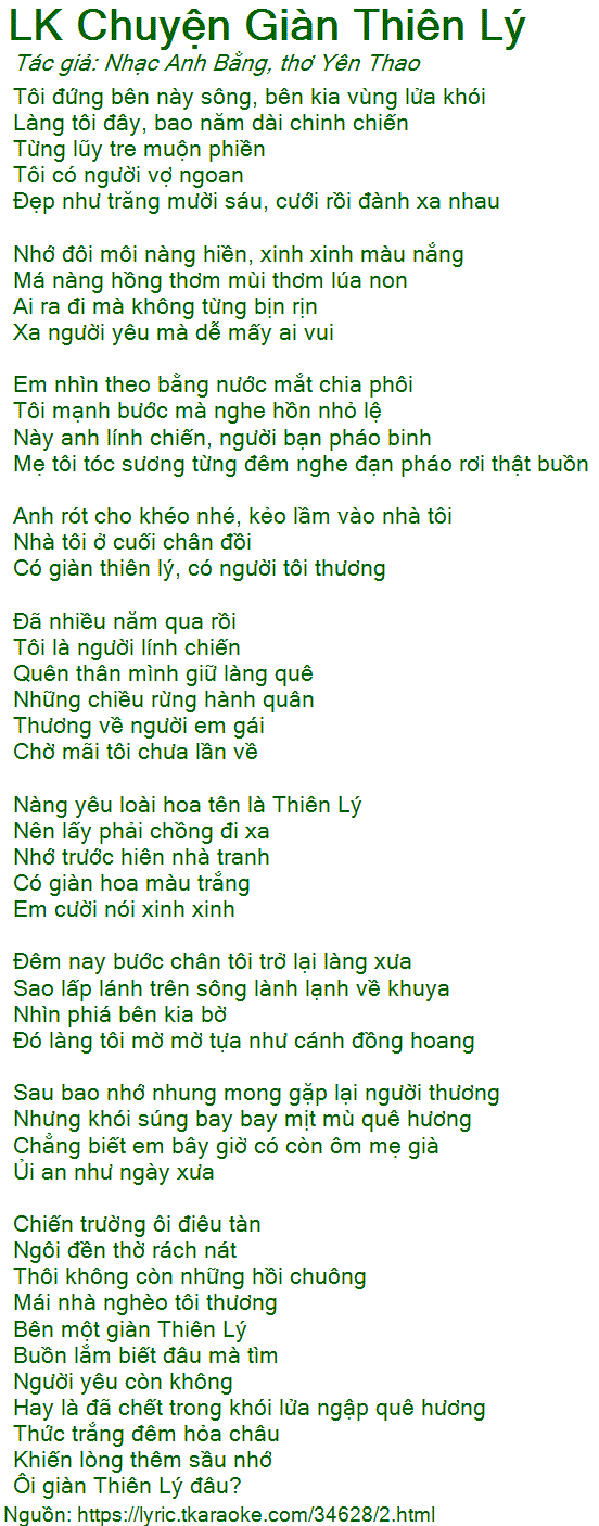 Lời Bài Hát Giàn Thiên Lý Gallery 1