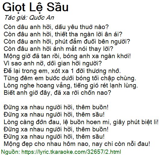 Giọt Lệ Sầu Lời Bài Hát Gallery 1
